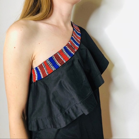 SALONI BEADED COLLAR RUFFLE TOP BLACK SHOPBOP 2 - Picture 6 of 7